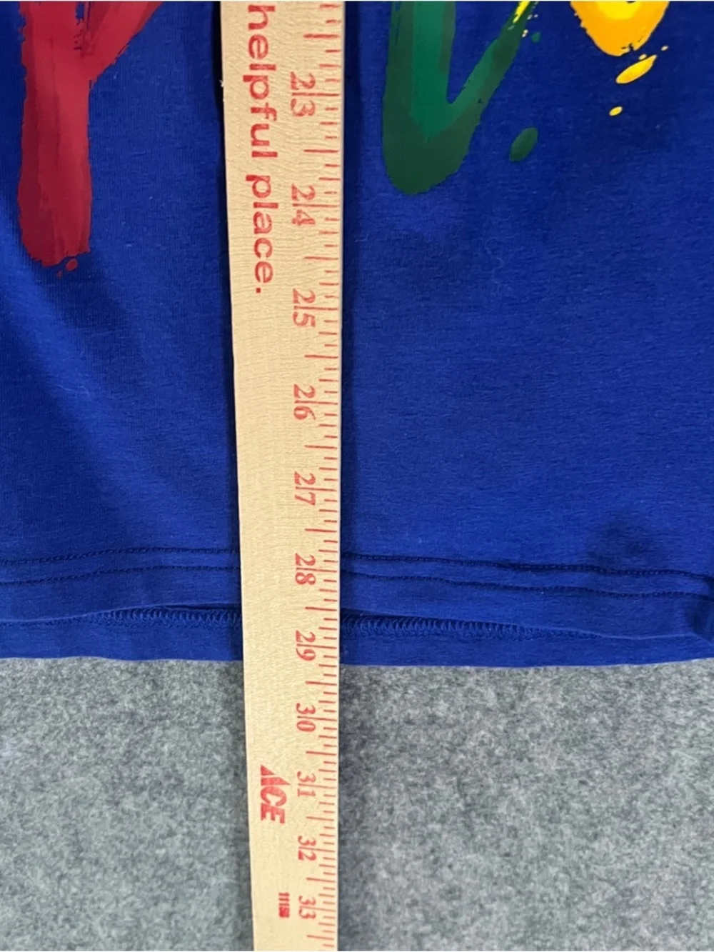POLO RALPH LAUREN Royal Blue Brushstroke Script Logo Long Sleeve Tee Mens Large